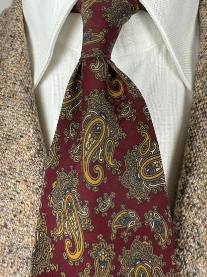 Cravatta in crêpe paisley bordeaux