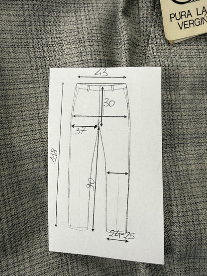 Pantaloni fresco lana grigio Glen check anni '80 (NOS) - tg. 48/50