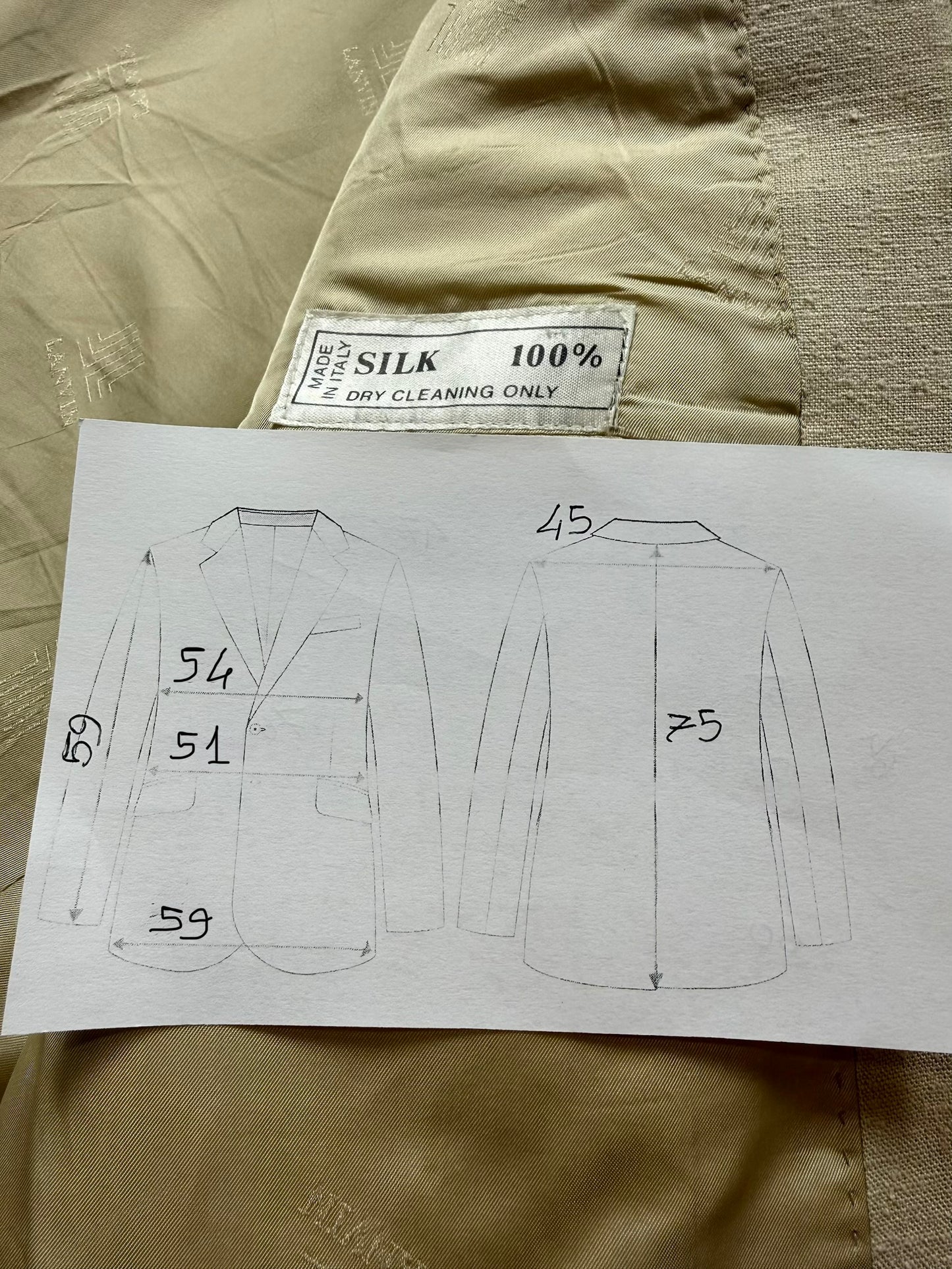 Giacca Lanvin anni '70/'80 in pura seta avorio - tg. 48