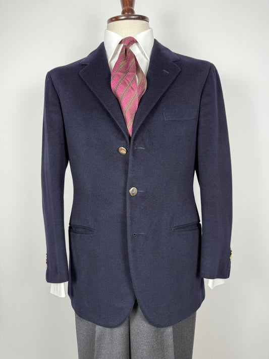Navy blazer sartoriale anni ‘90 in panno lana e cashmere - tg. 48