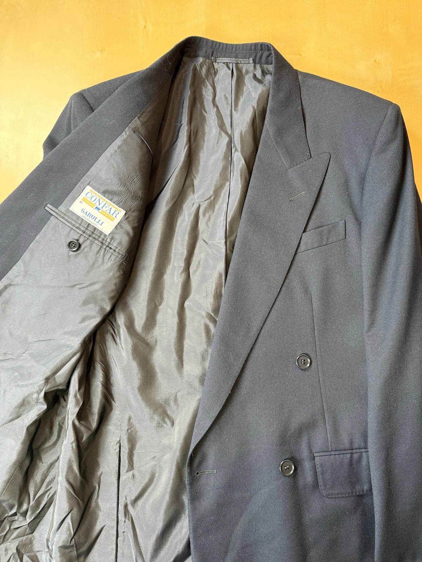 Giacca doppiopetto anni ‘80 flanella blu - tg. 50