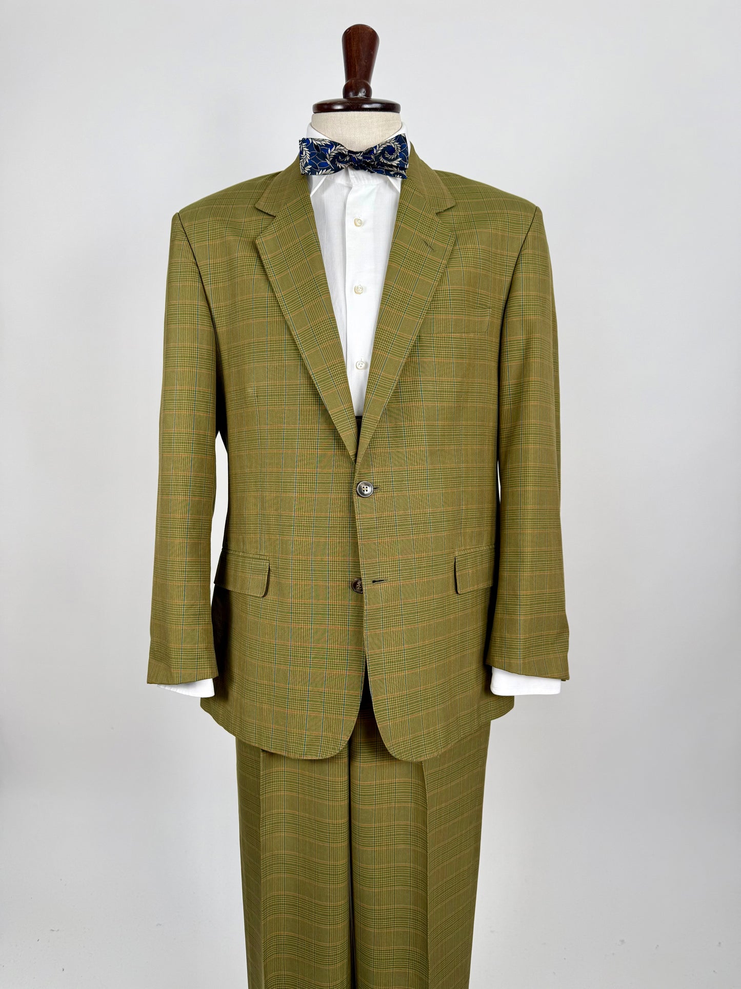 Completo anni ‘80 verde a quadri in cotone sfoderato - tg. 50