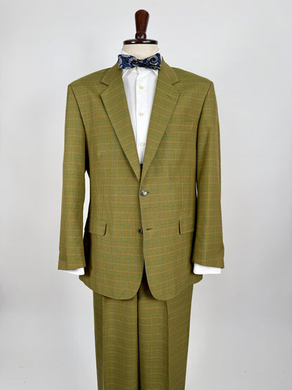 Completo anni ‘80 verde a quadri in cotone sfoderato - tg. 50