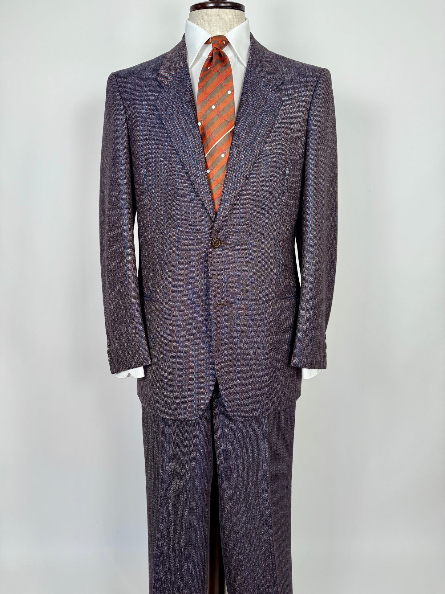Completo sartoriale anni ‘70 rosso e blu sale-pepe - tg. 50
