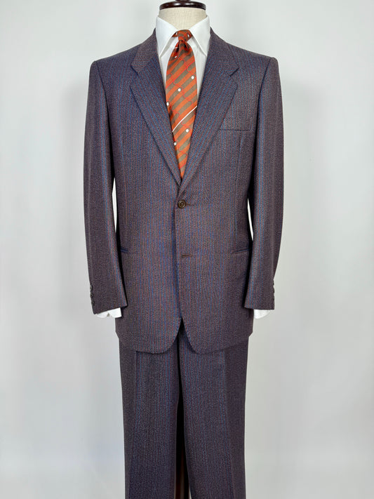 Completo sartoriale anni ‘70 rosso e blu sale-pepe - tg. 50