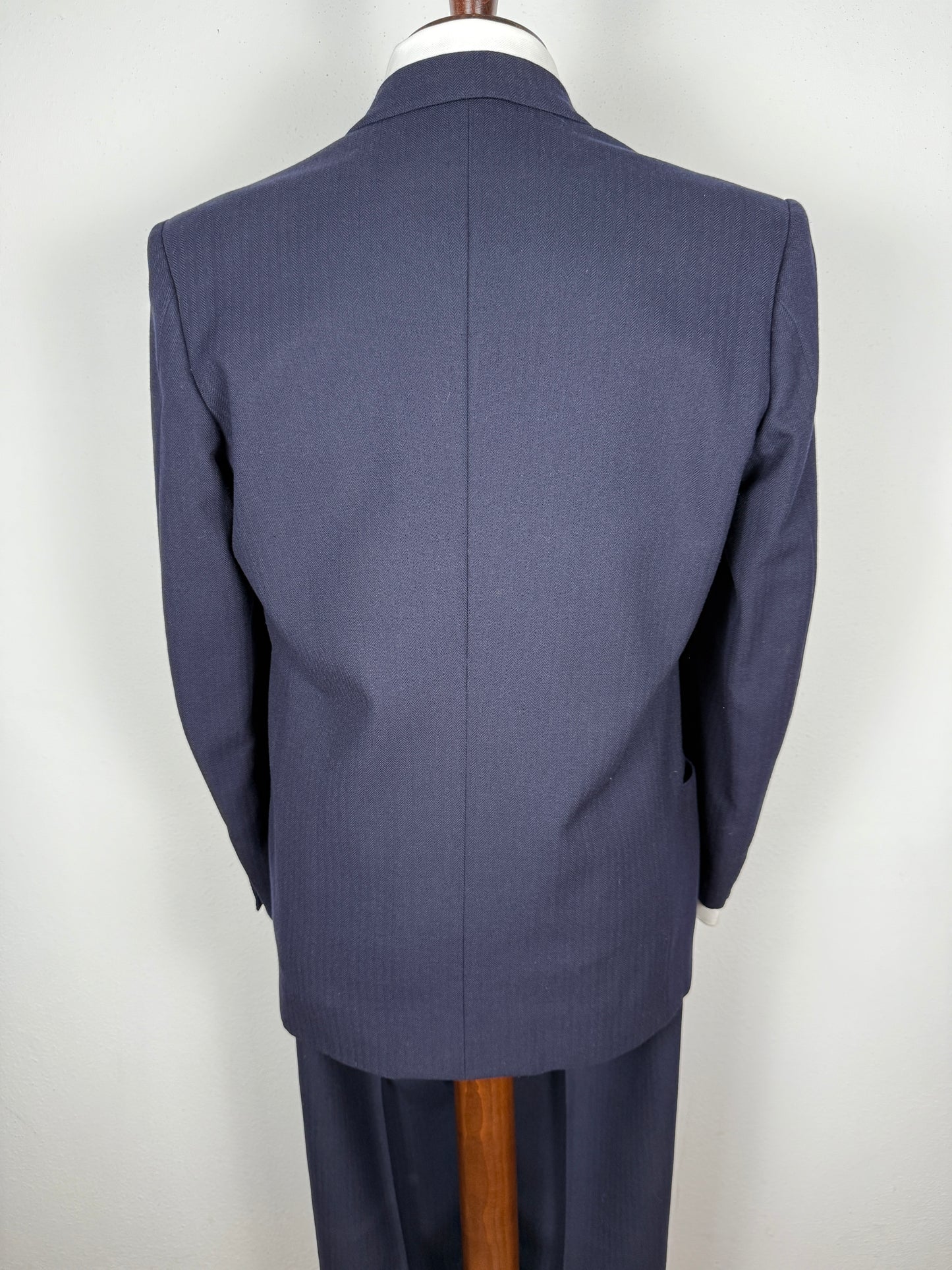 Completo doppiopetto sartoriale anni ‘40/‘50 blu spinato - tg. 46/48