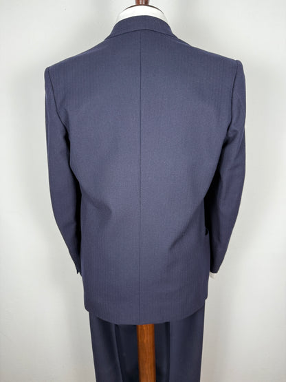 Completo doppiopetto sartoriale anni ‘40/‘50 blu spinato - tg. 46/48