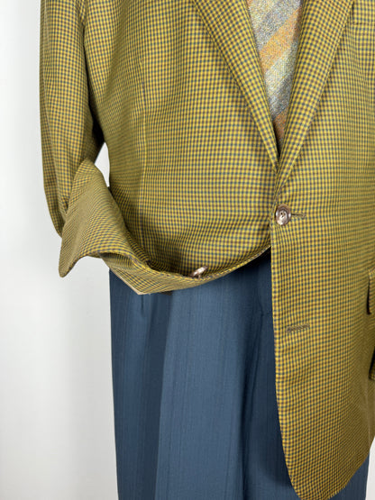 Giacca anni ‘80 flanella pied-de-poule verde - tg. 54