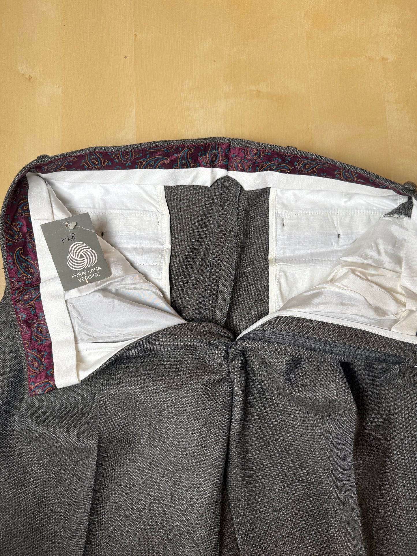 Pantaloni anni ‘80 grigio/cachi sale pepe (NOS) - tg. 46