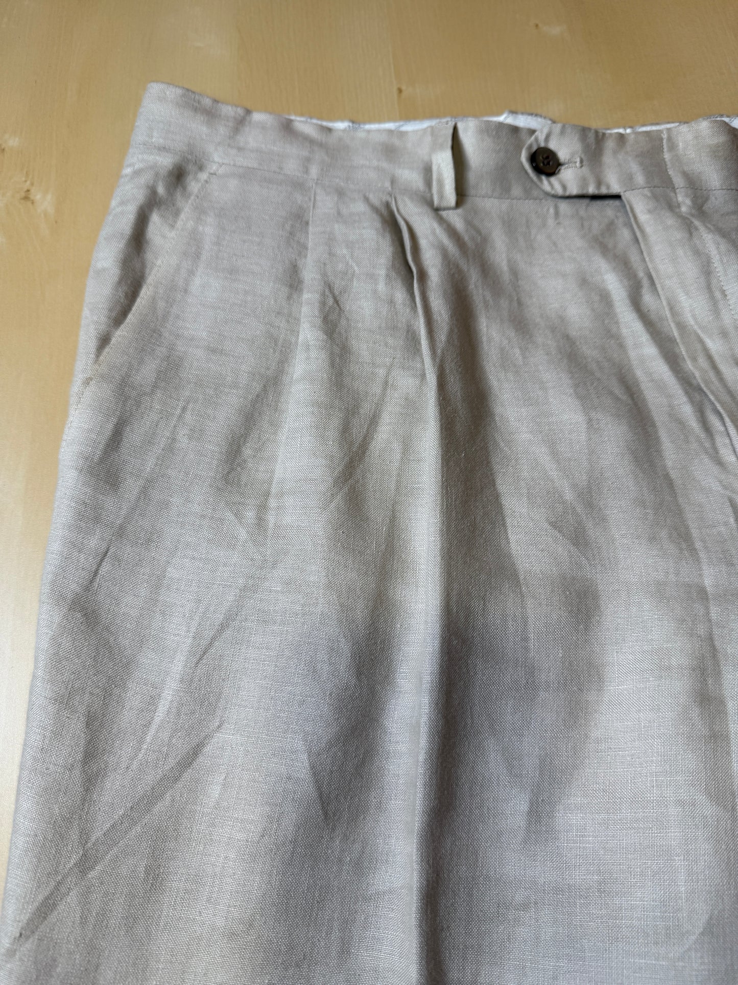 Completo anni ‘80 in puro lino beige chiaro - tg. 56