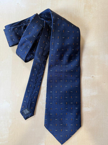 Cravatta blu con micro fantasia jacquard