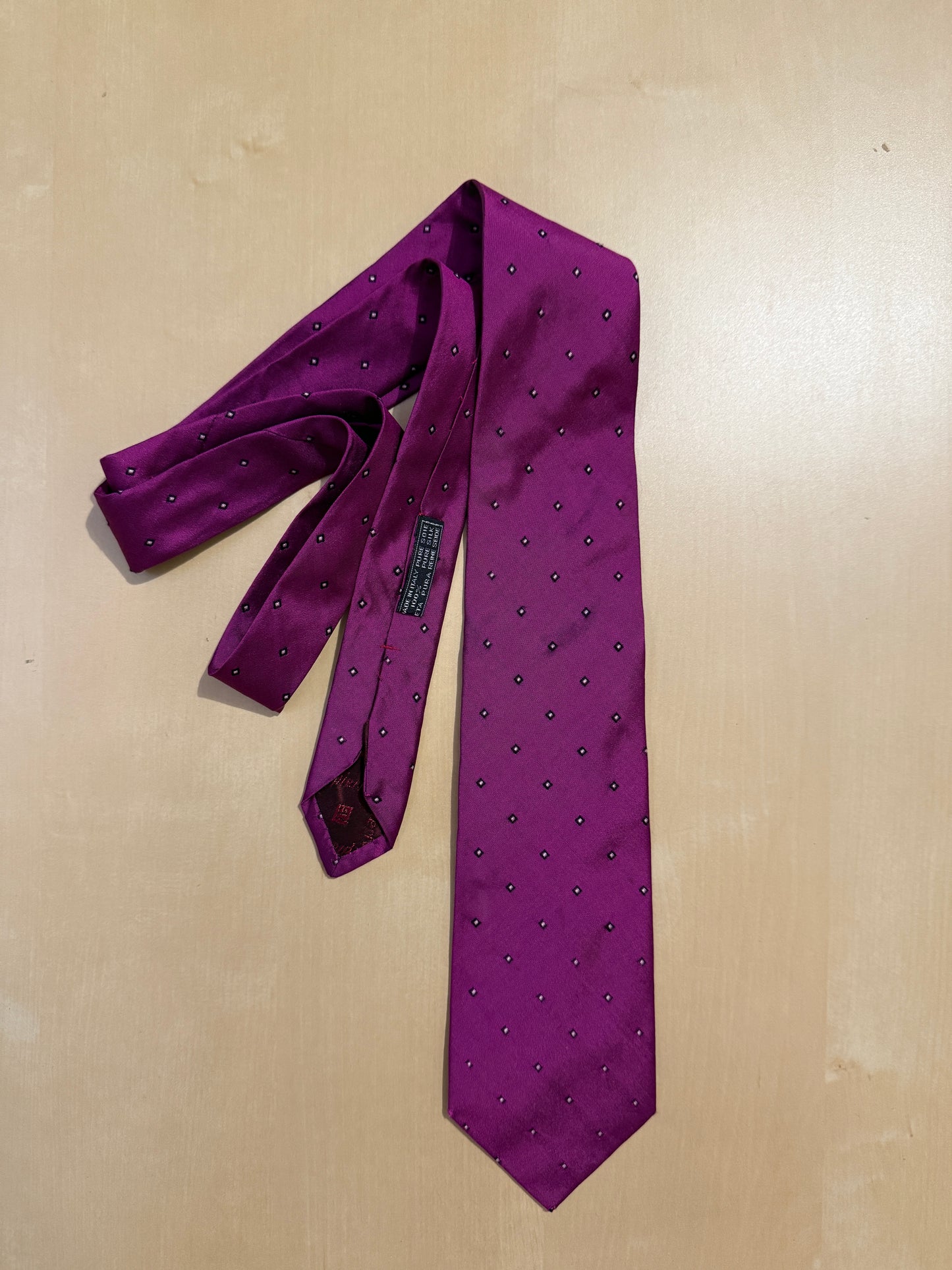 Cravatta Balmain fucsia micro fantasia