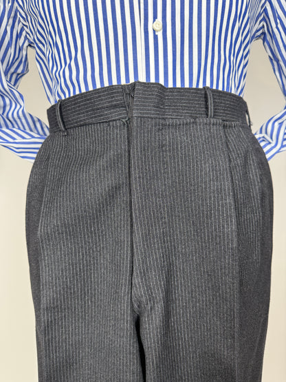 Completo 3 pezzi anni ‘60 sartoriale flanella antracite gessato - tg. 50