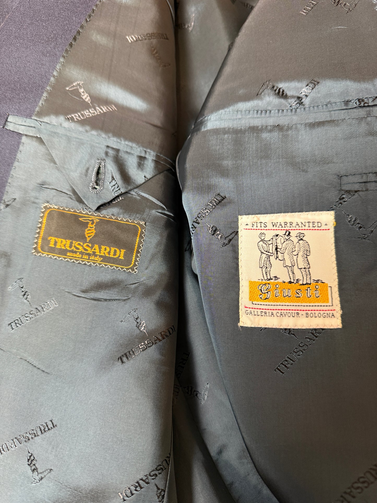 Blazer Trussardi anni ‘90 flanella blu - tg. 48/50