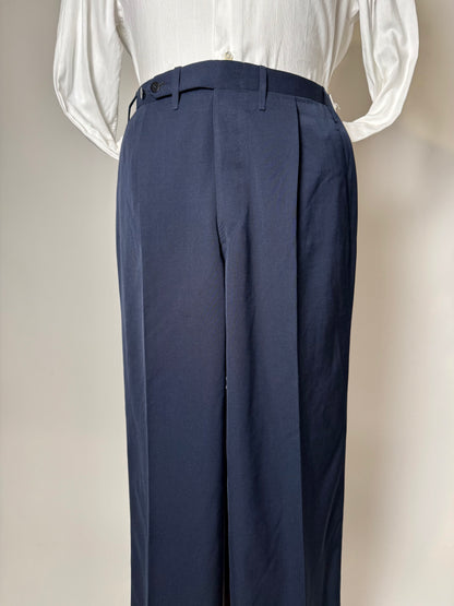 Pantaloni sartoriali anni ‘70 twill pettinato blu - tg. 50