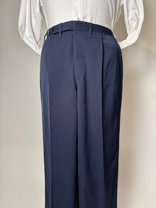 Pantaloni sartoriali anni ‘70 twill pettinato blu - tg. 50