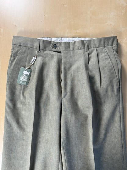 Pantaloni fresco lana verde salvia-oliva anni '80 (NOS) - tg. 50