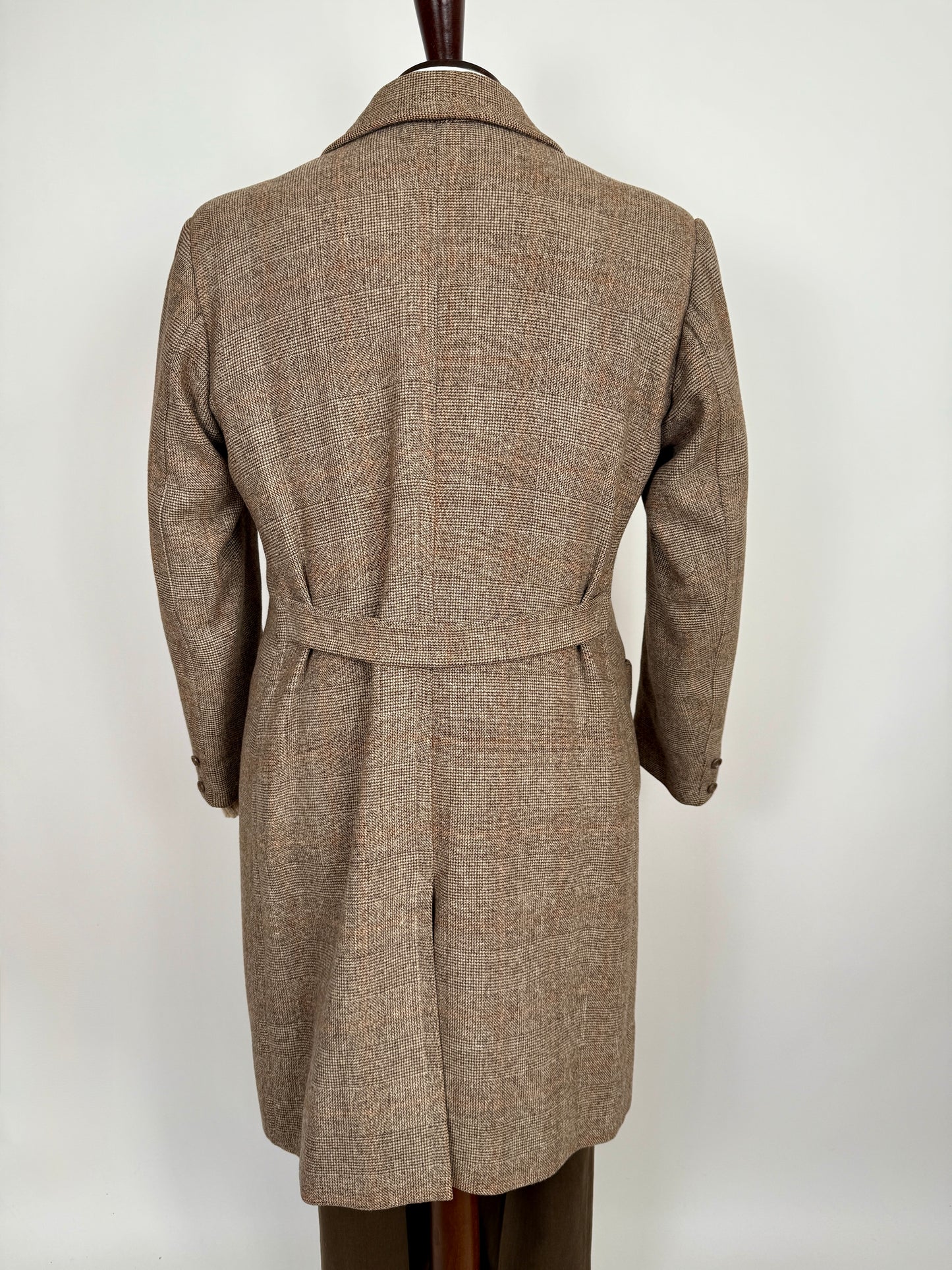 Cappotto doppiopetto sartoriale anni ‘50/‘60 glen check tabacco - tg. 44-46
