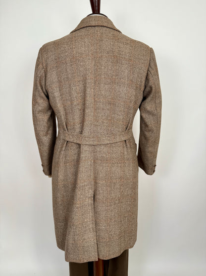 Cappotto doppiopetto sartoriale anni ‘50/‘60 glen check tabacco - tg. 44-46