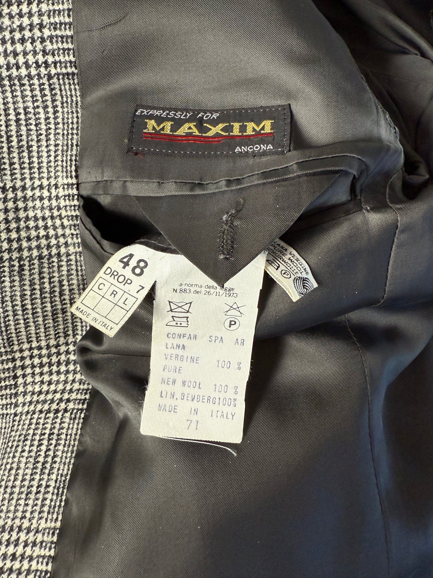 Giacca anni ‘70/‘80 in flanella principe di Galles scozzese - tg. 46