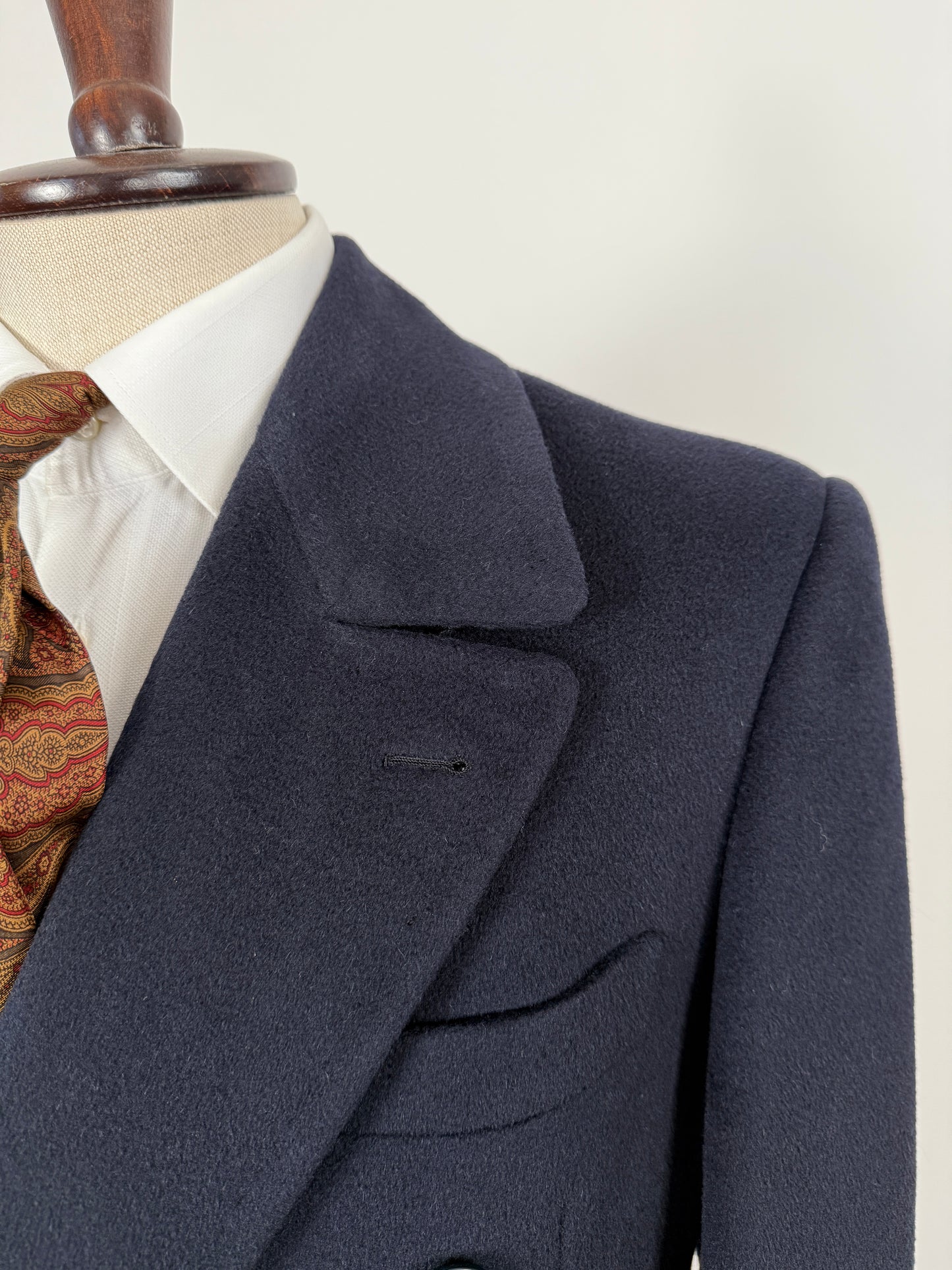 Cappotto in puro cammello blu con soffietto e martingala - tg. 48-52