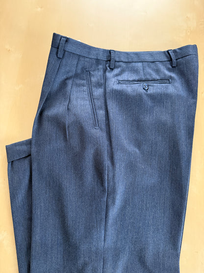 Pantaloni anni ‘80 flanella pettinata blu mélange - tg. 52