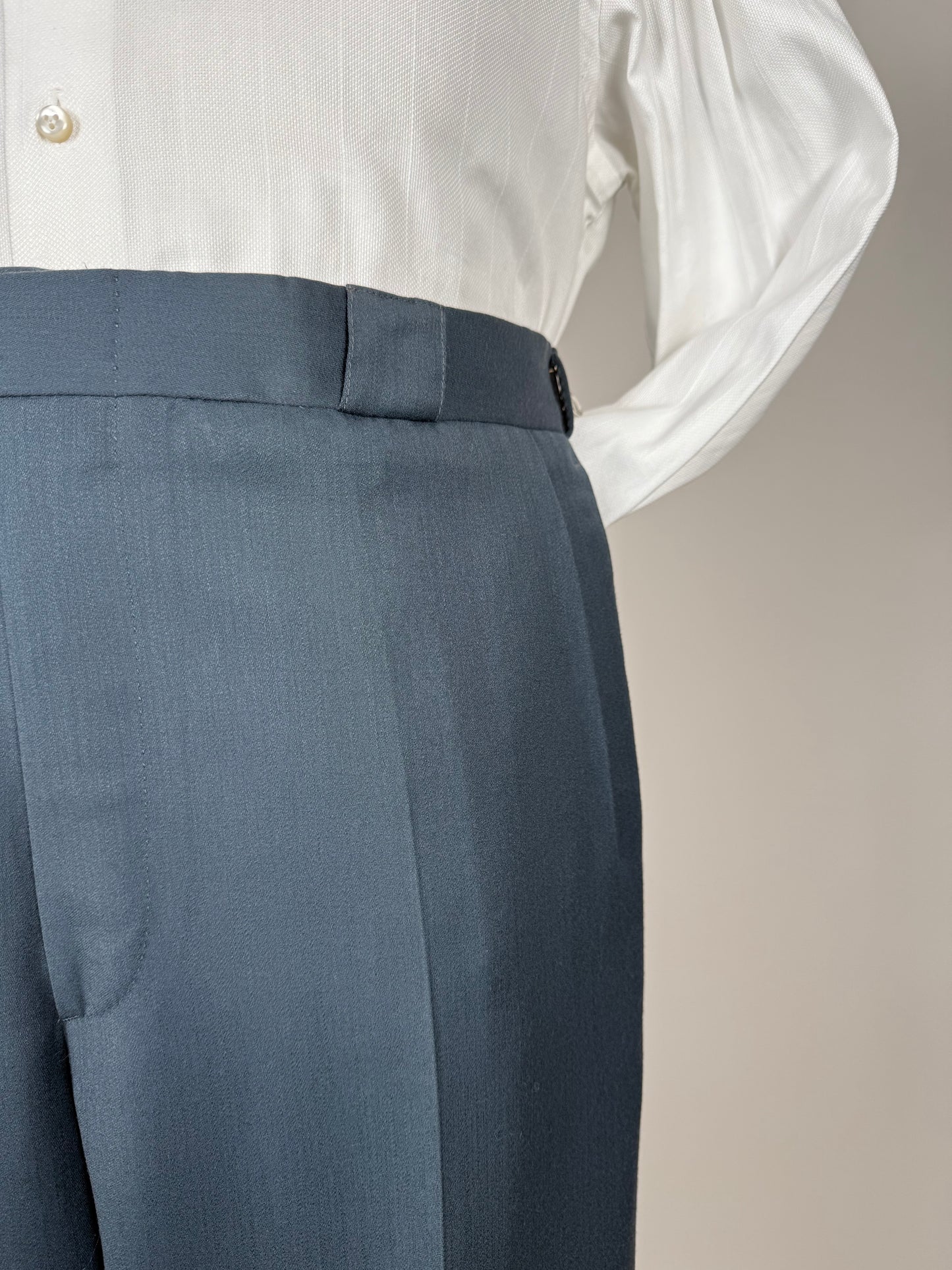 Pantaloni anni '80 lana pettinata verde petrolio (NOS) - tg. 50