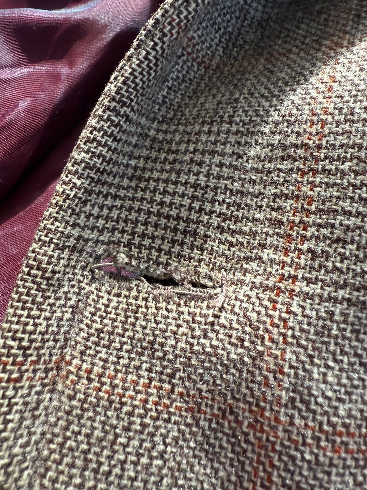 Cappotto doppiopetto sartoriale anni ‘50/‘60 glen check tabacco - tg. 44-46