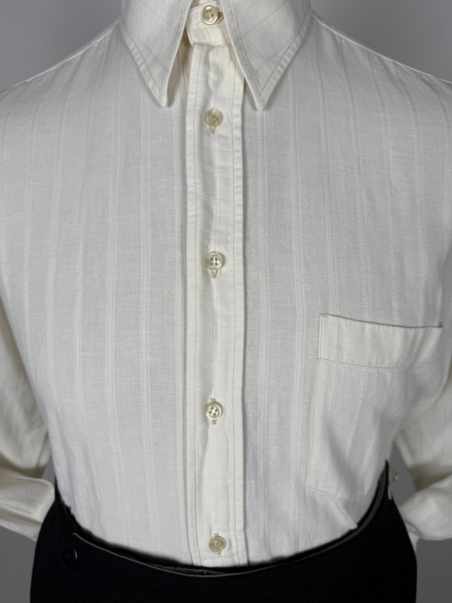 Camicia anni ‘80 in cotone e lino collo italiano - M/L collo 40