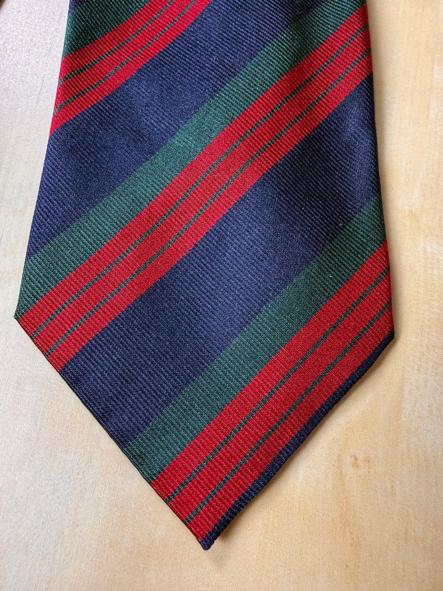 Cravatta regimental vintage navy verde e rosso