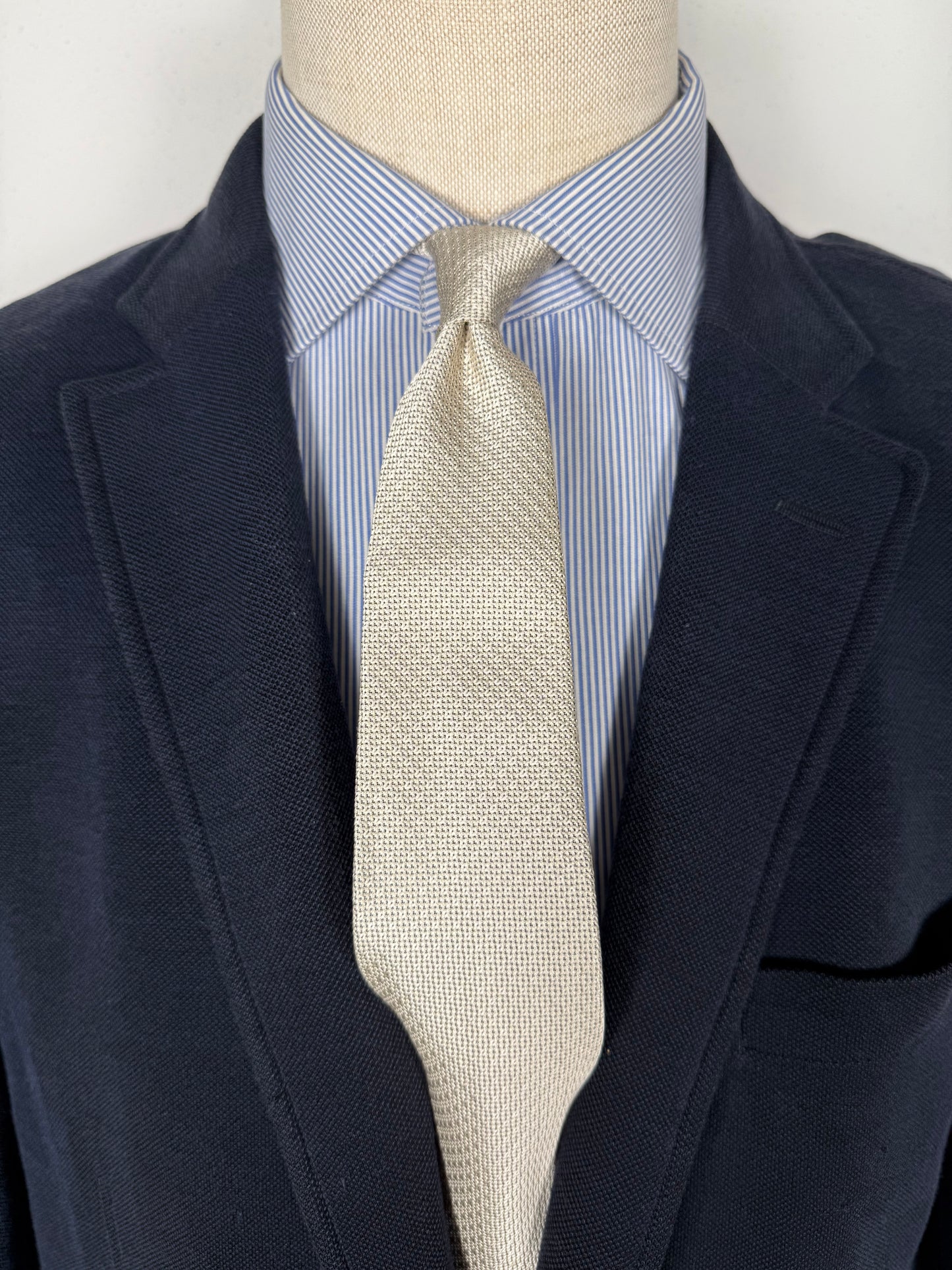 Cravatta anni ‘60 in grenadine di seta color ecru