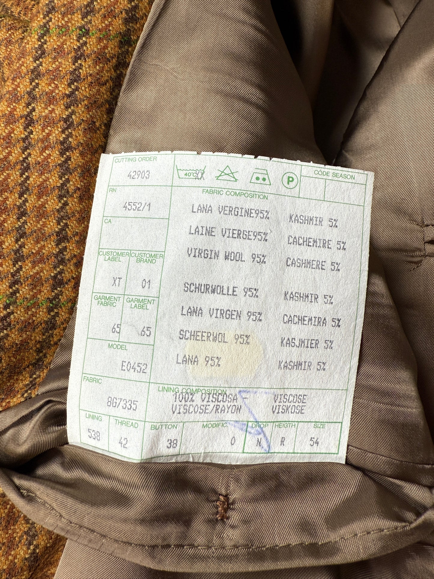 Giacca anni ‘80 pied-de-poule senape - tg. 54