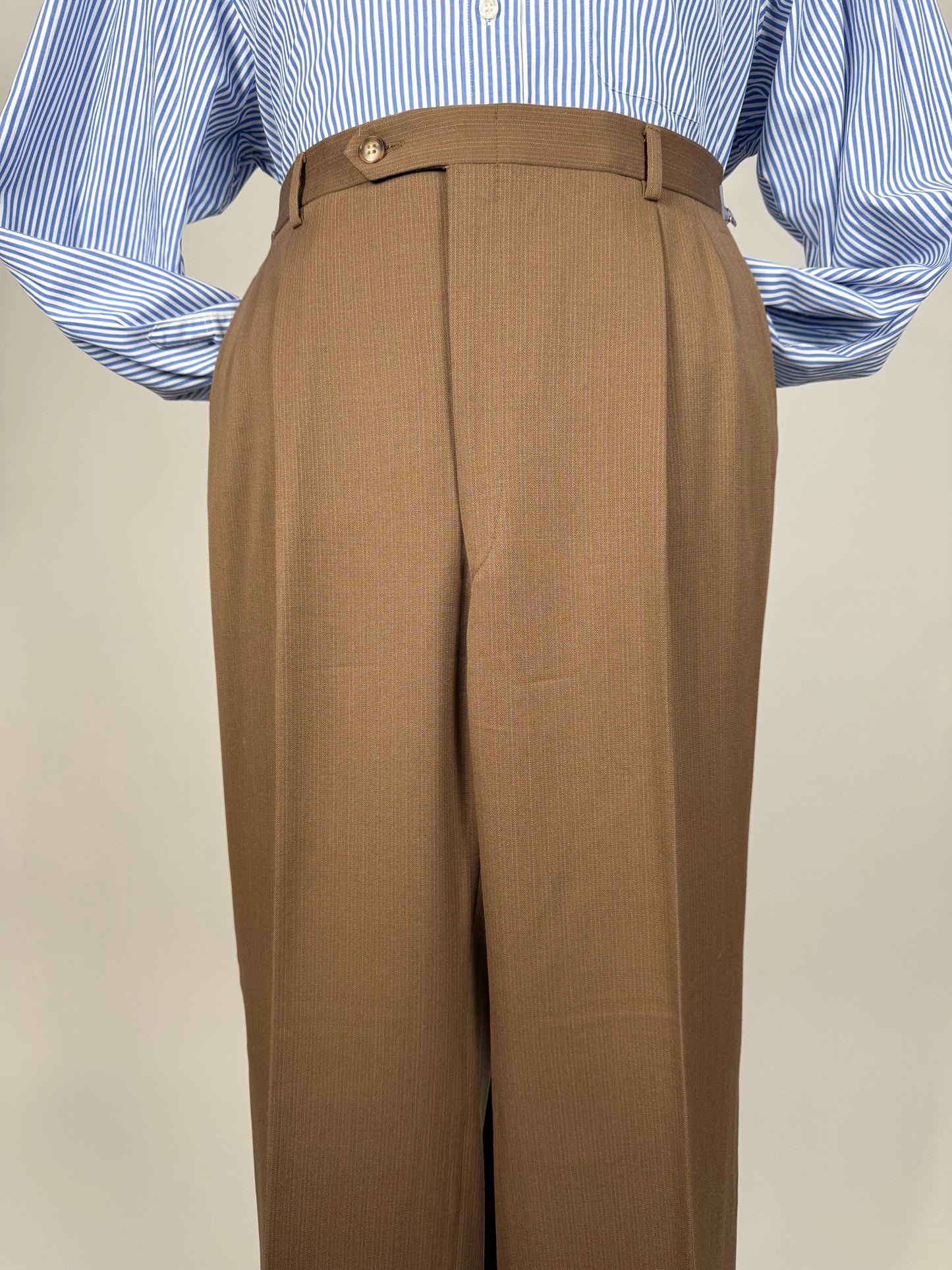 Completo Corneliani anni ‘70 lana pettinata marrone - tg. 48