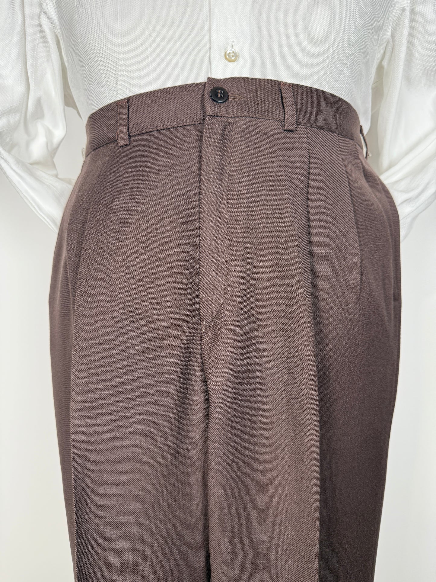 Pantaloni anni ‘70/‘80 in cavalry twill marrone (NOS) - tg. 46/48