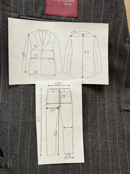 Completo estivo Sartoria Partenopea fresco lana grigio gessato - tg. 50/52