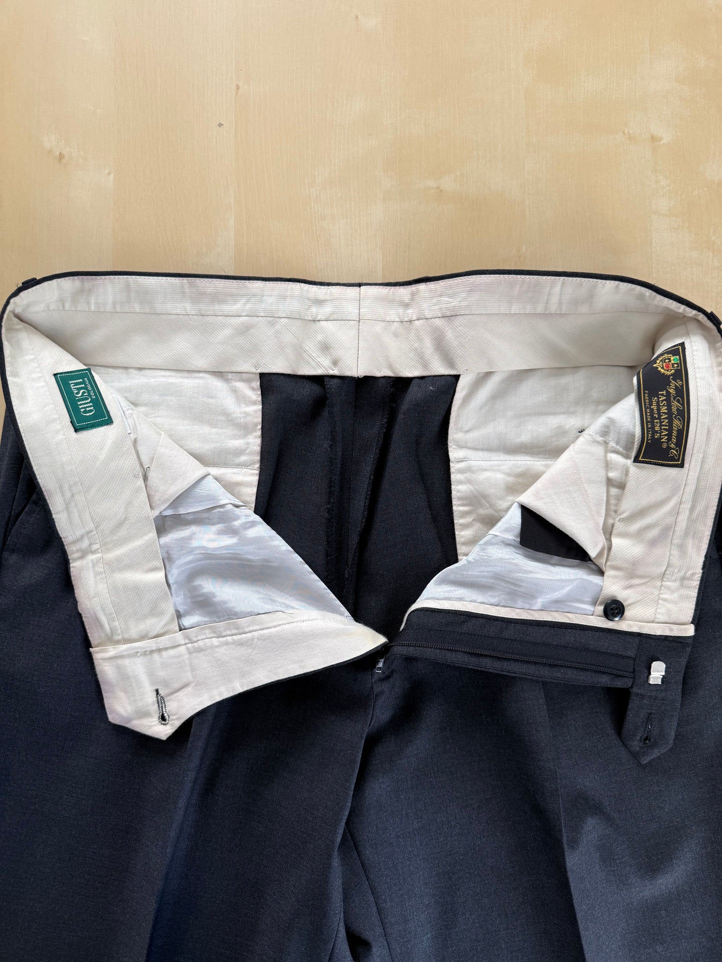 Pantaloni flanella pettinata grigio tess. Loro Piana Tasmania - tg. 54
