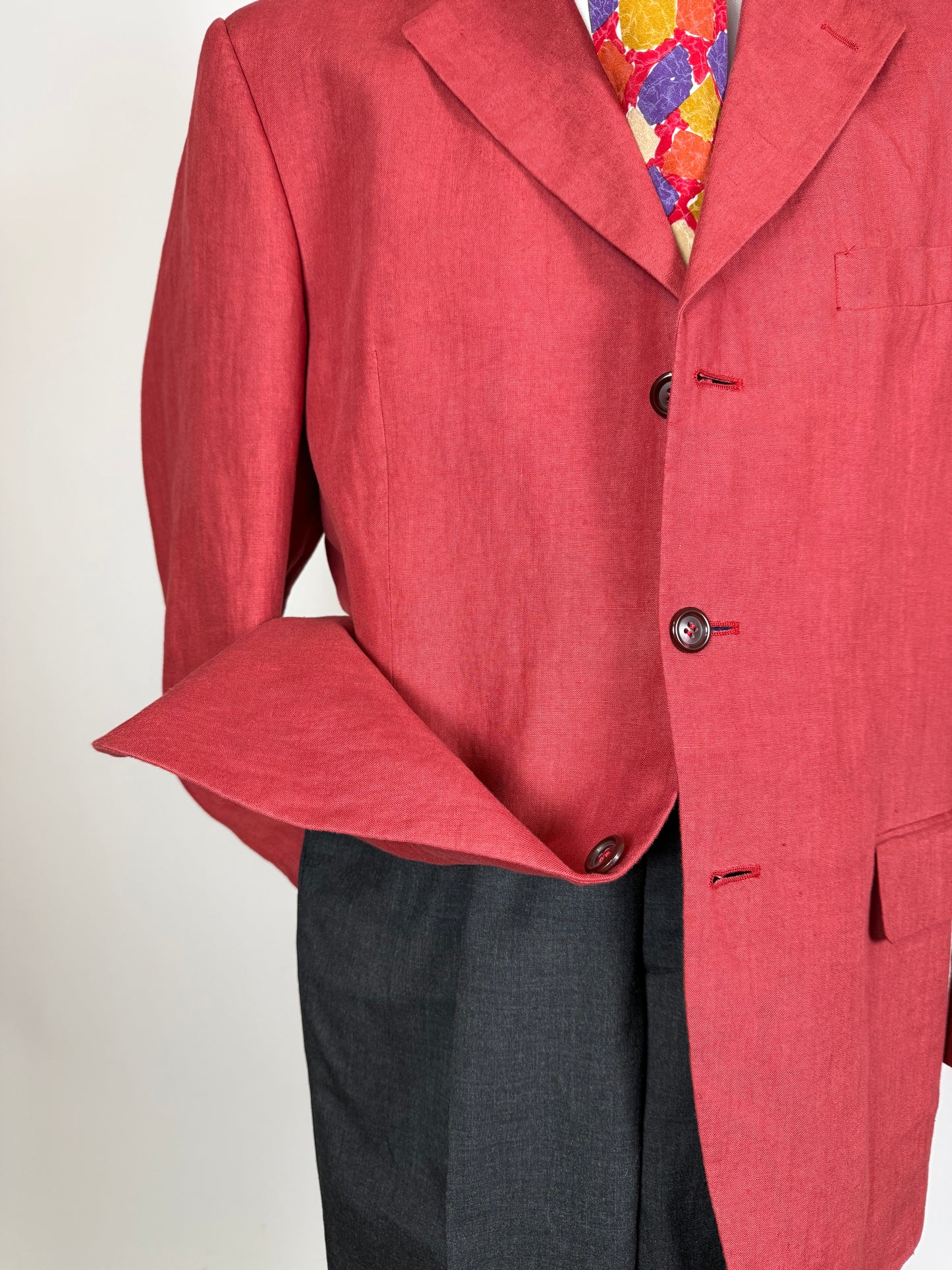 Giacca anni '90 100% lino rosso corallo - tg. 54