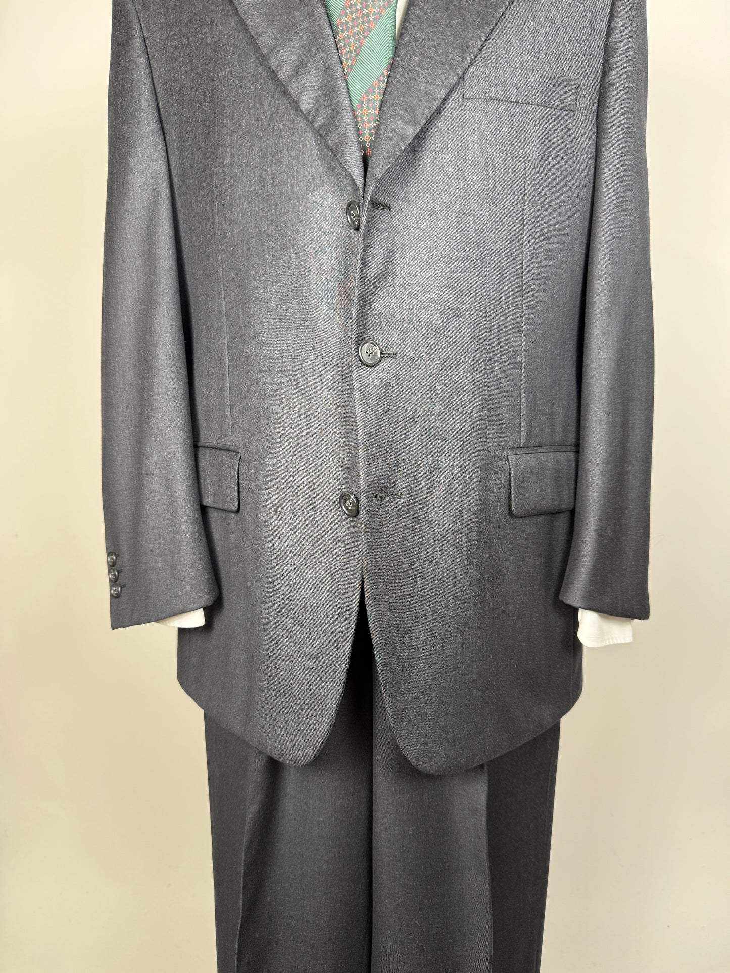 Completo Corneliani anni ‘90 flanella antracite - tg. 50/52