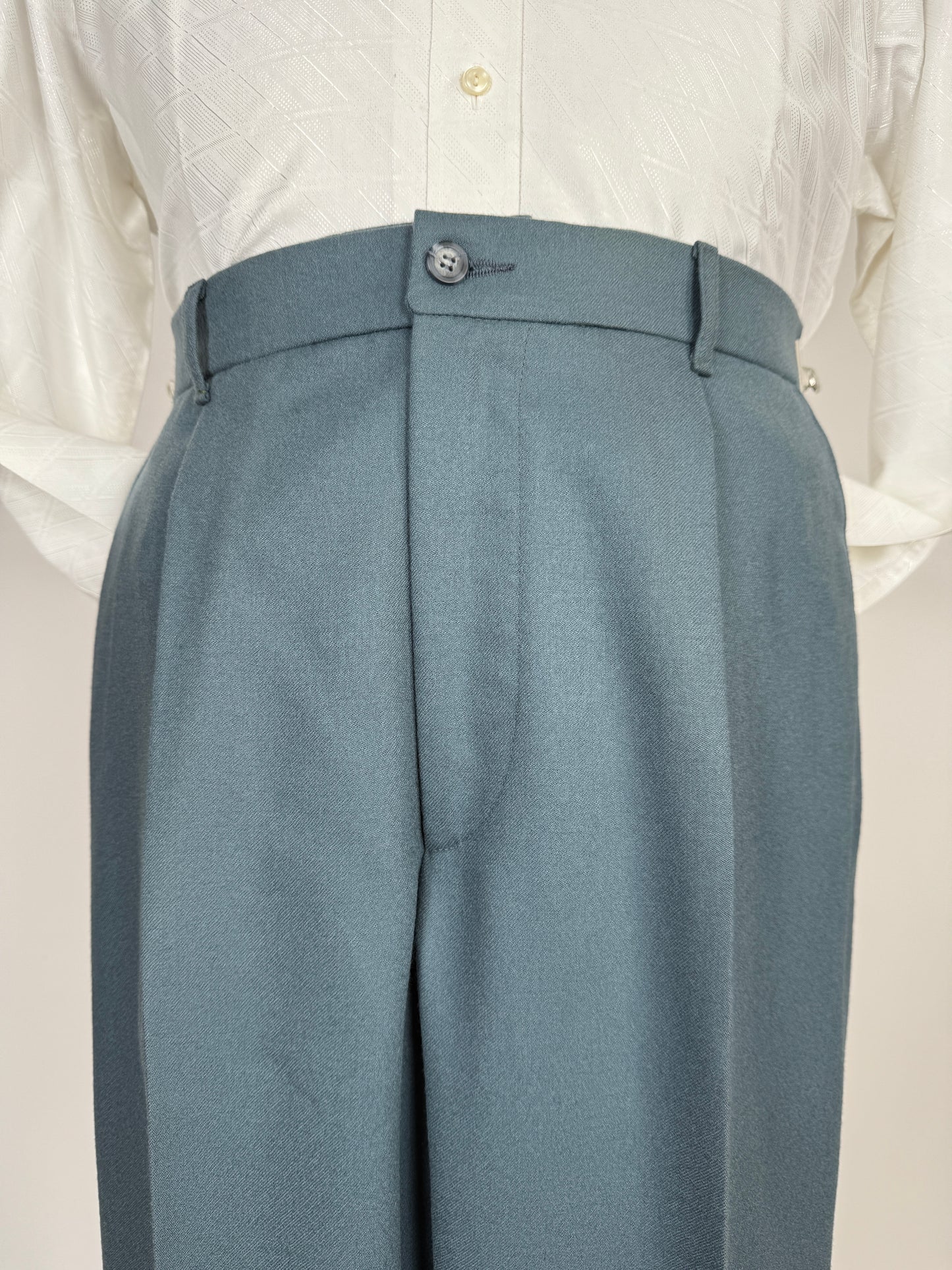 Pantaloni anni ‘80 flanella verde petrolio (NOS) - tg. 48