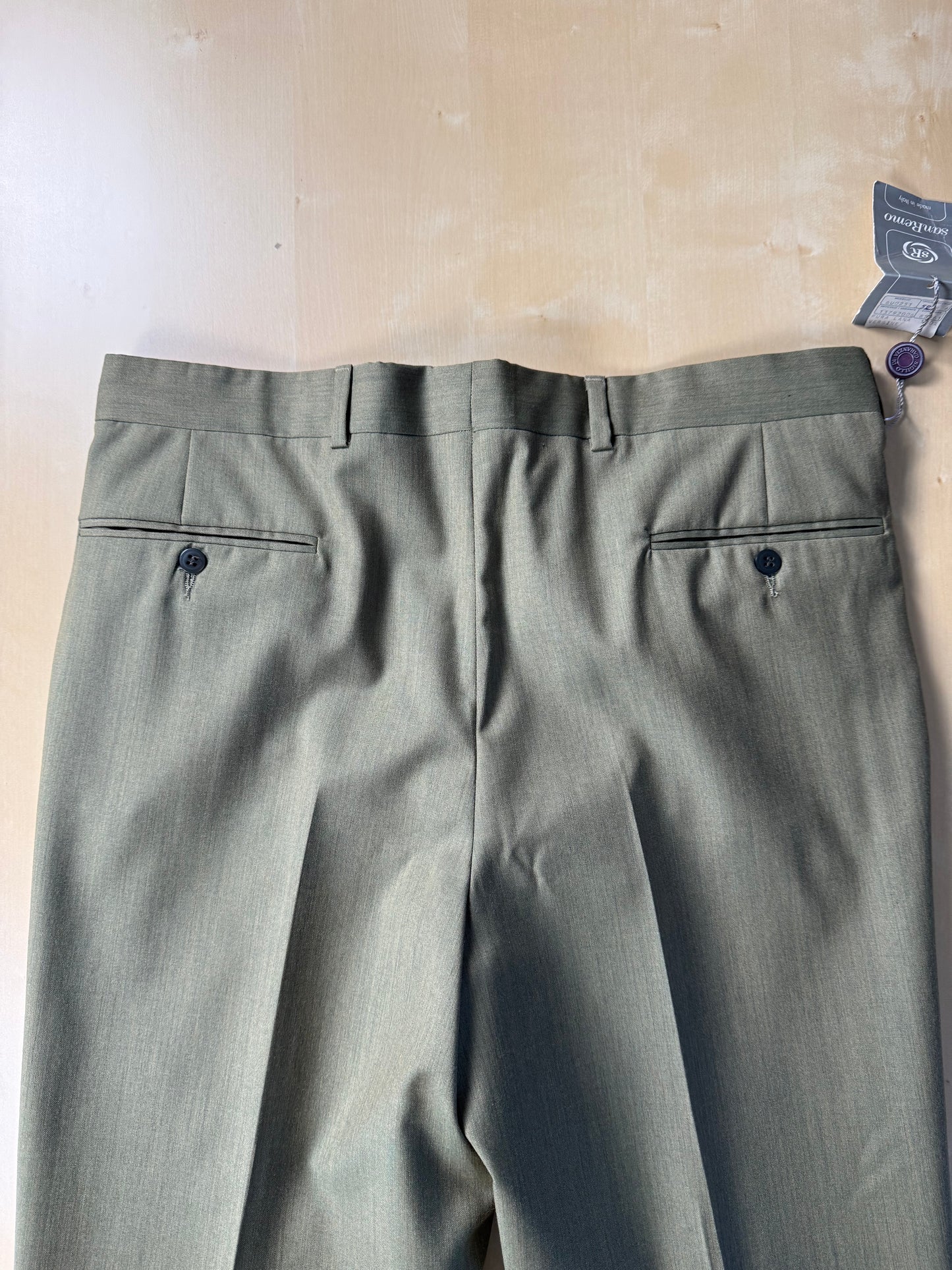 Pantaloni fresco lana verde oliva anni '80 NOS - tg. 50