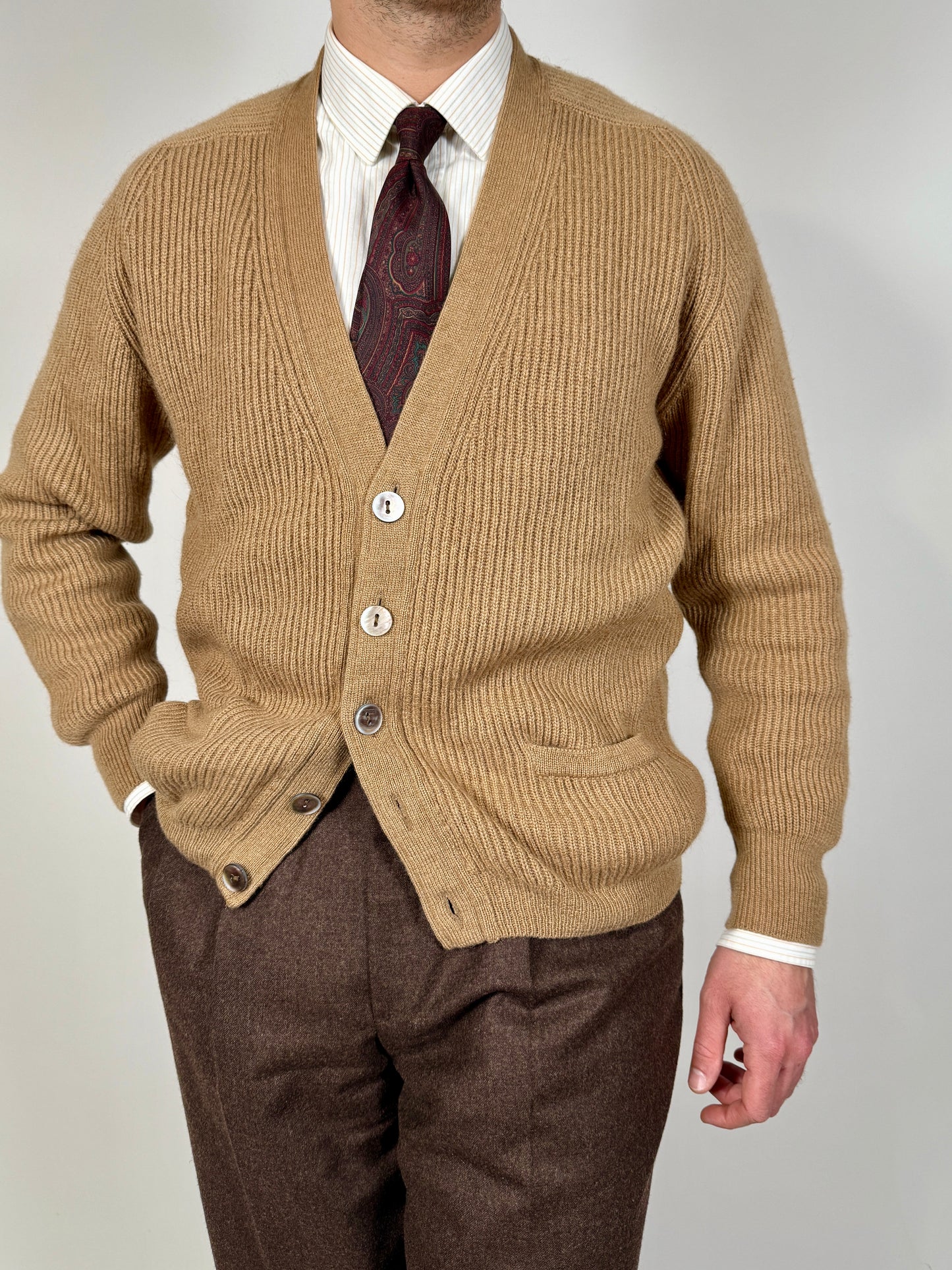 Cardigan costa inglese 100% cammello - M/L