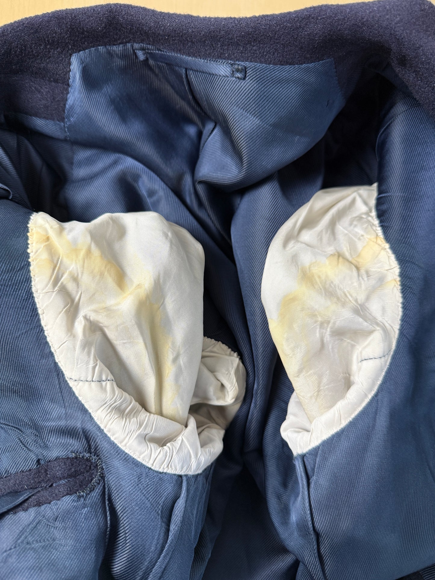 Navy blazer sartoriale anni ‘90 in panno lana e cashmere - tg. 48