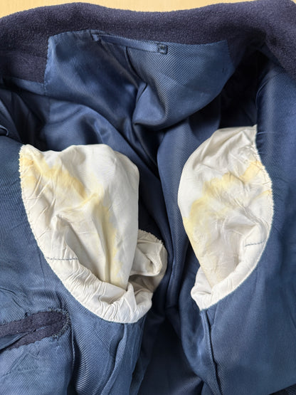 Navy blazer sartoriale anni ‘90 in panno lana e cashmere - tg. 48