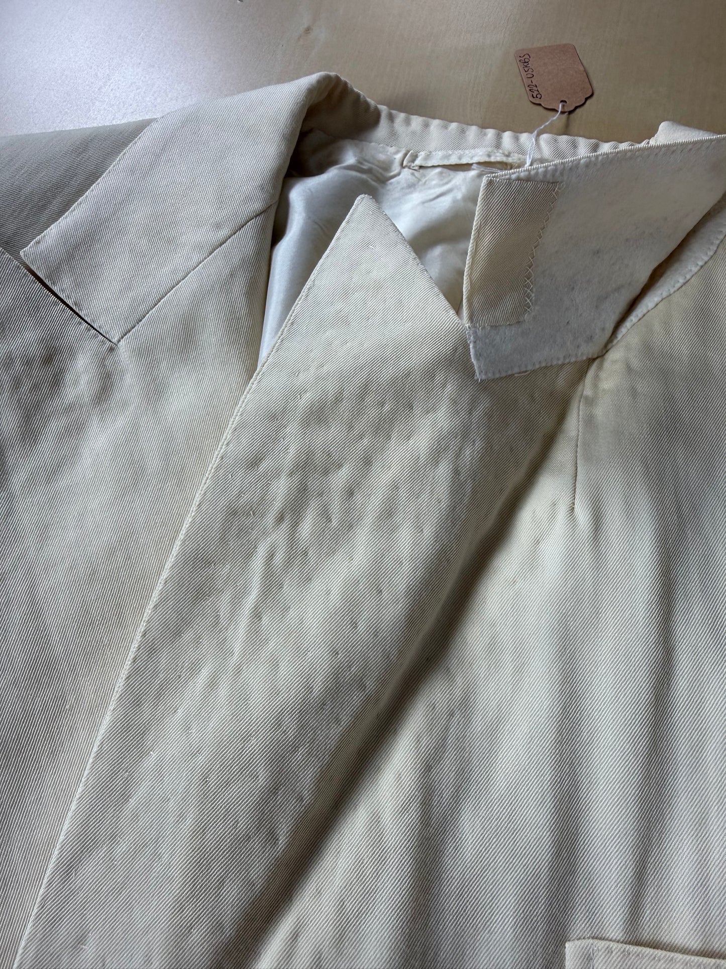 Giacca sartoriale twill bianco panna anni '60/'70 - tg. 52/54 drop basso