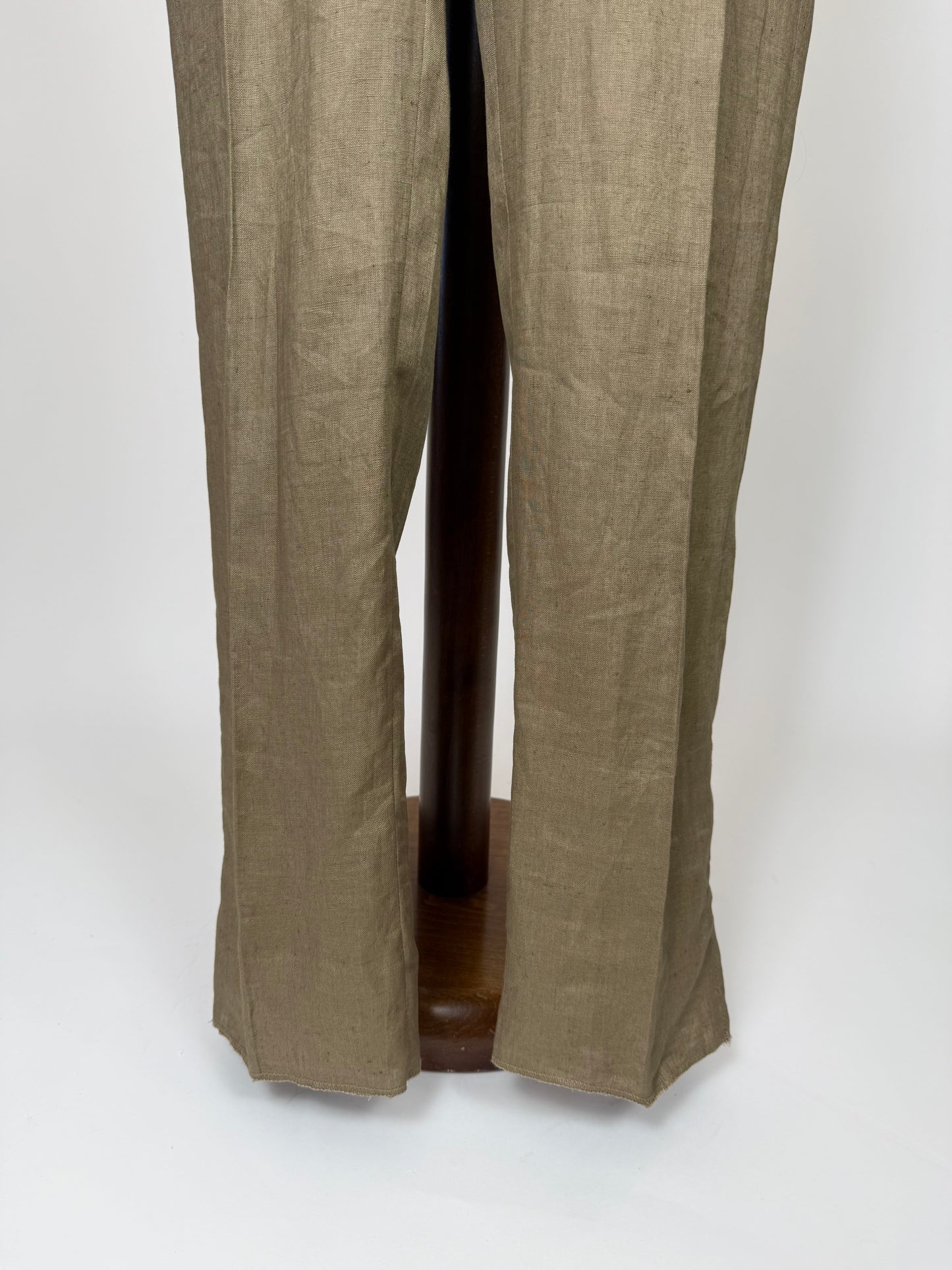 Pantaloni in lino marrone tabacco anni '90 (NOS) - tg. 56