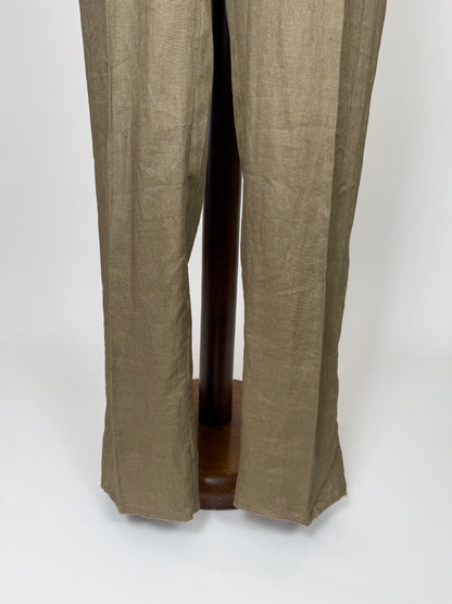 Pantaloni in lino marrone tabacco anni '90 (NOS) - tg. 56