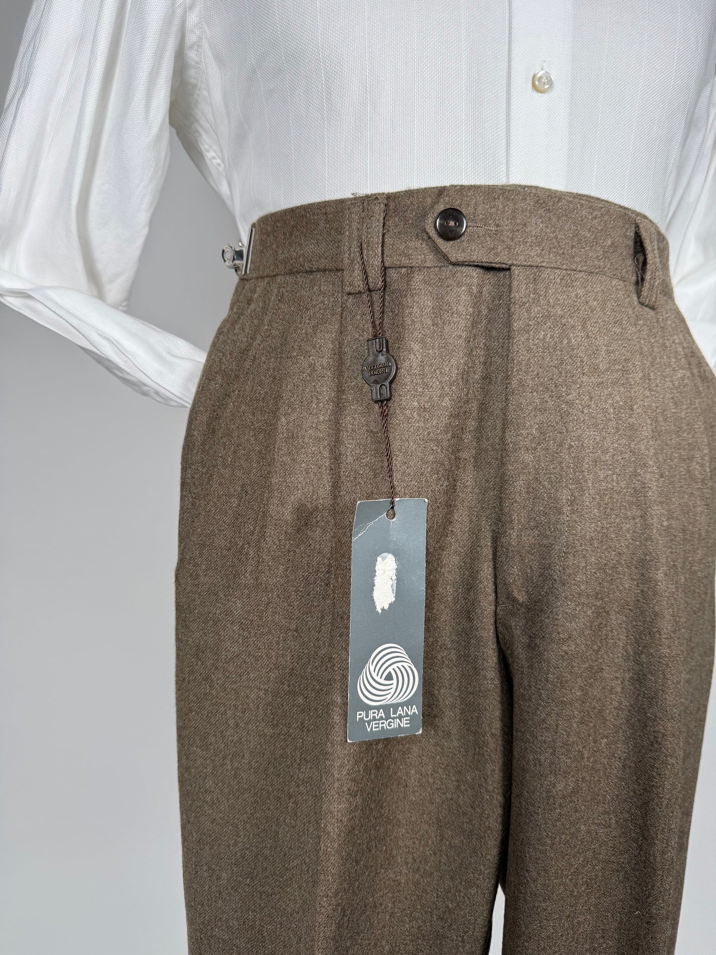 Pantaloni flanella anni ‘80 marrone tabacco (NOS) - tg. 44