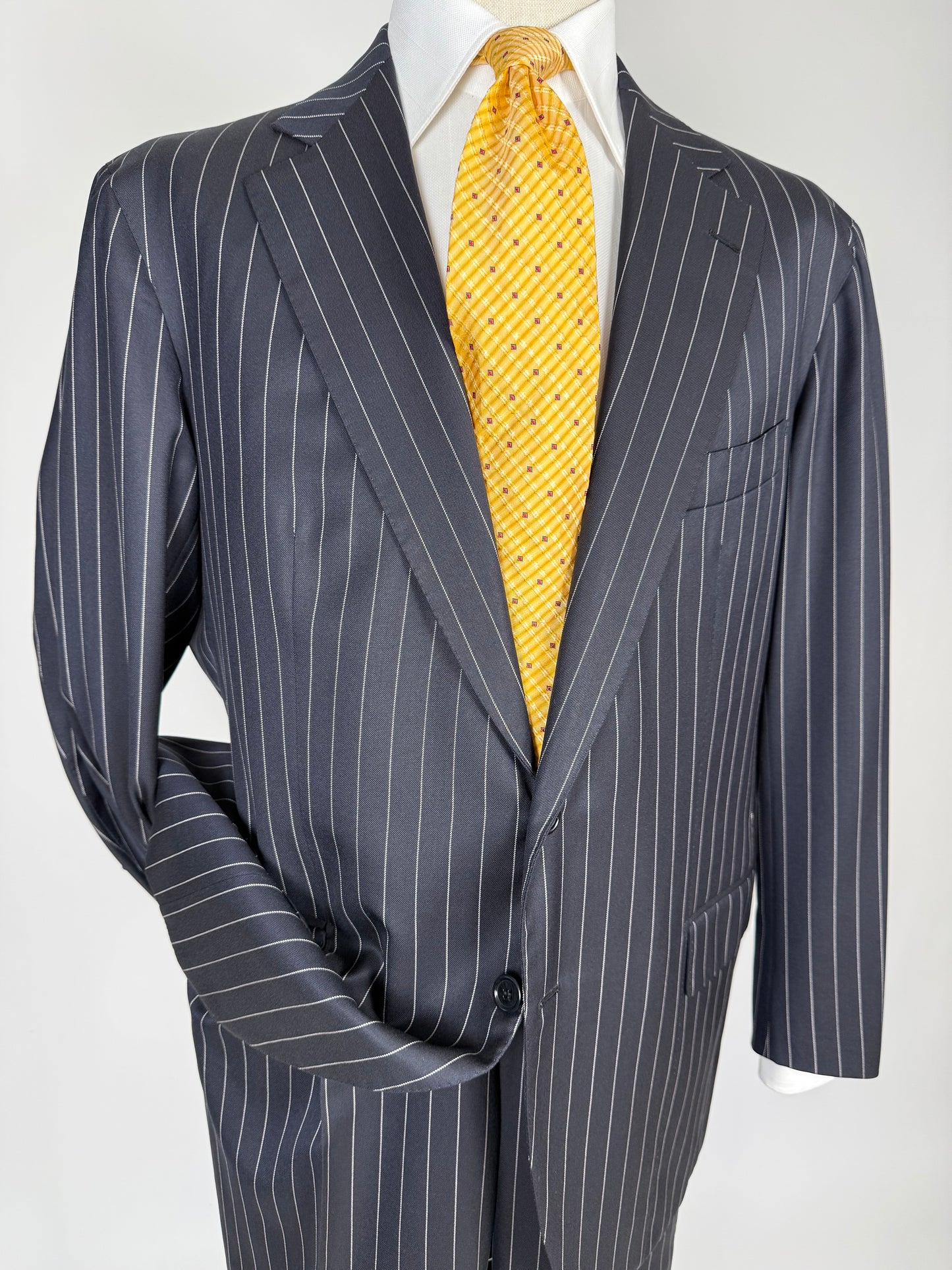 Completo sartoriale flanella pettinata blu gessato - tg. 56 drop 0-2