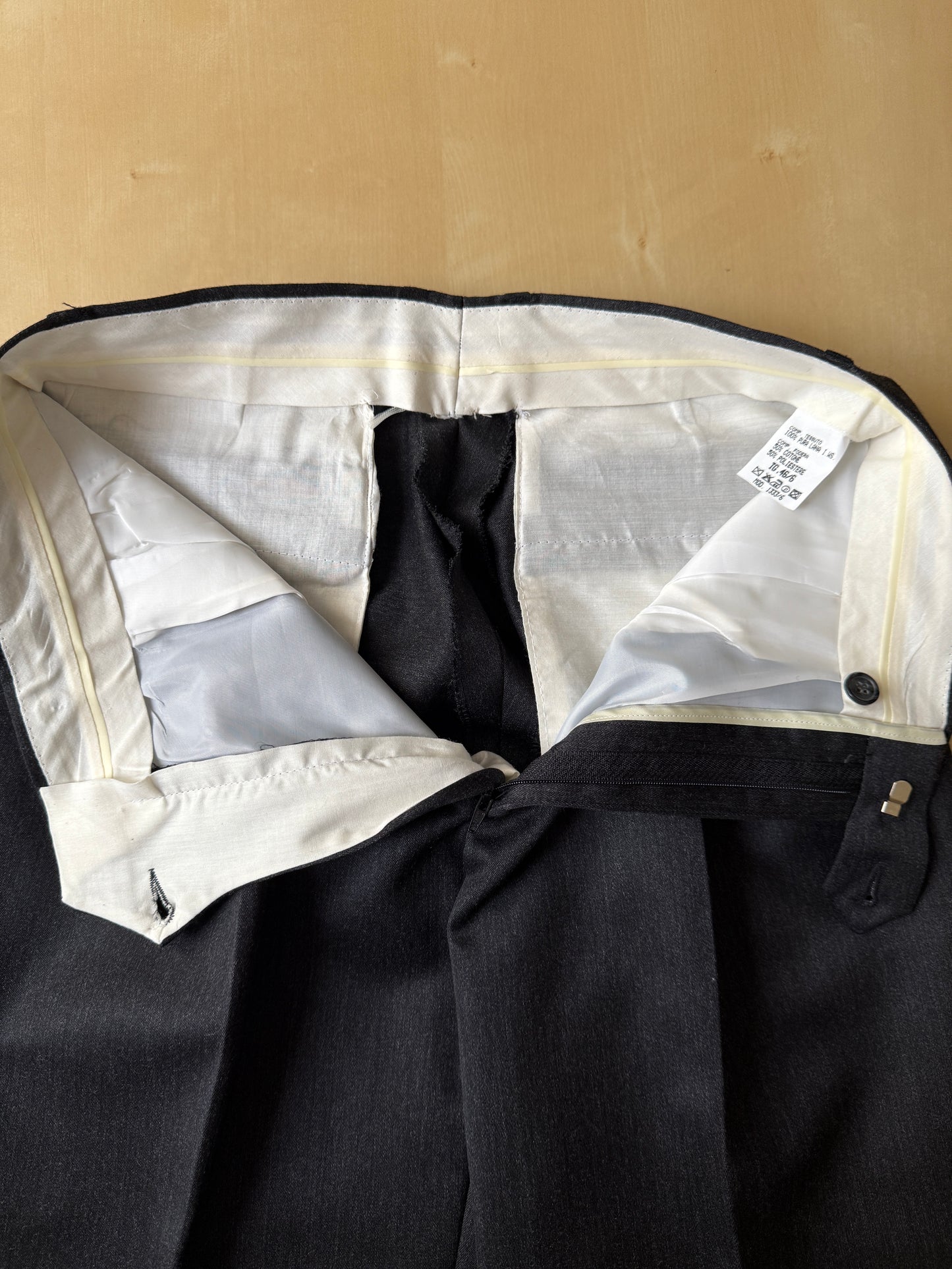 Completo 3 pezzi anni '90 in flanella grigio antracite - tg. 46/48