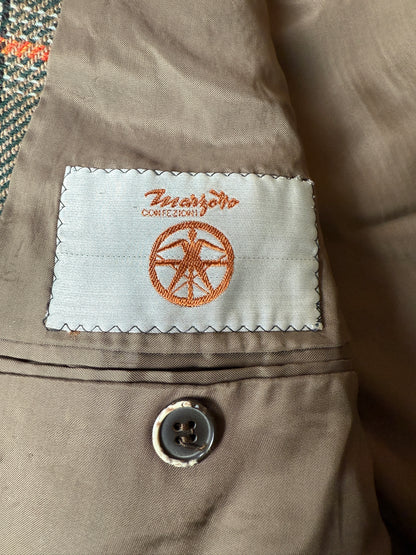 Giacca anni ‘70 Marzotto tweed a quadri verde arancio - tg. 42/44